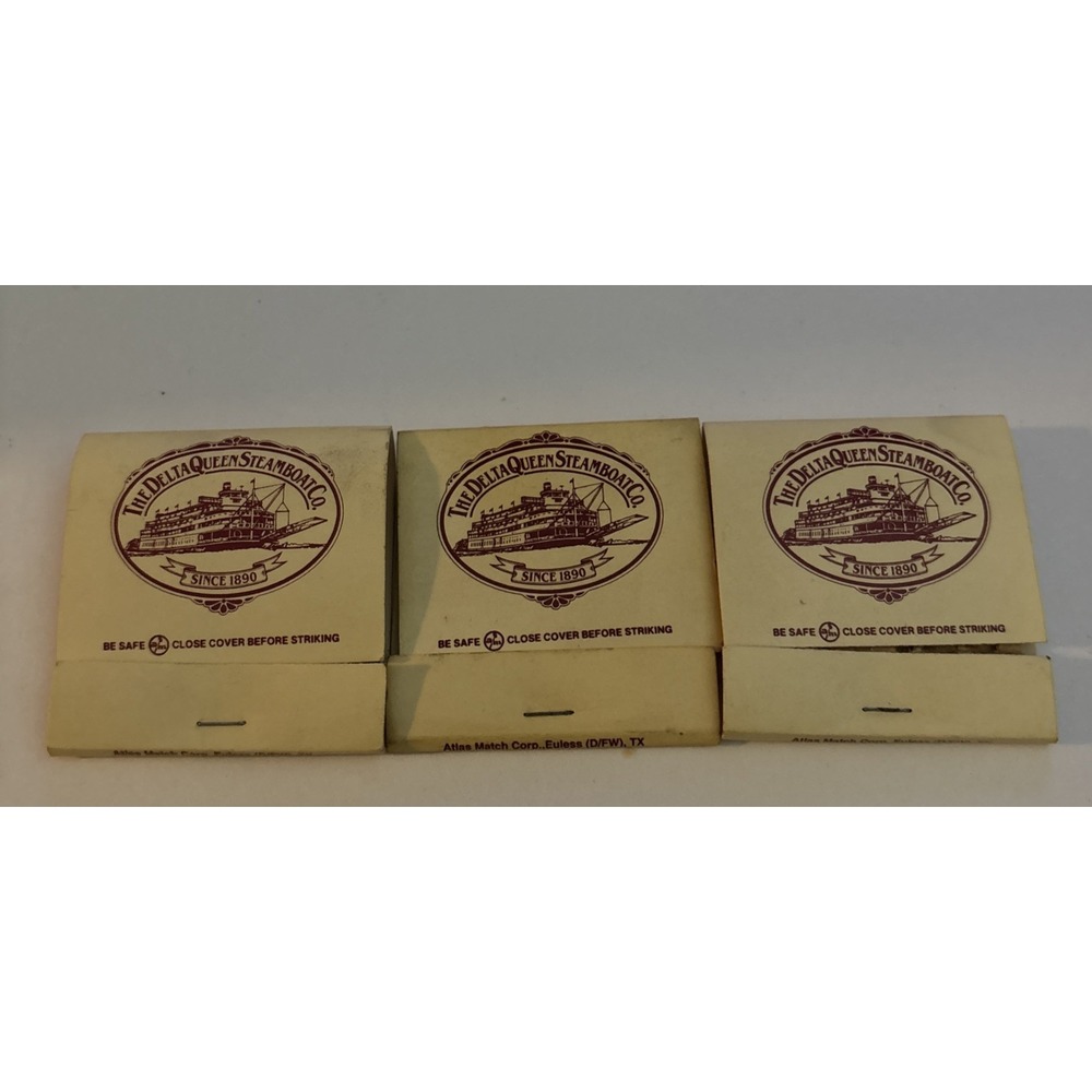 Vintage Steamboats Used 3 Matchbooks Delta Queen Steamboat Company